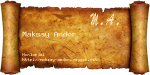 Maksay Andor névjegykártya