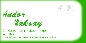 andor maksay business card